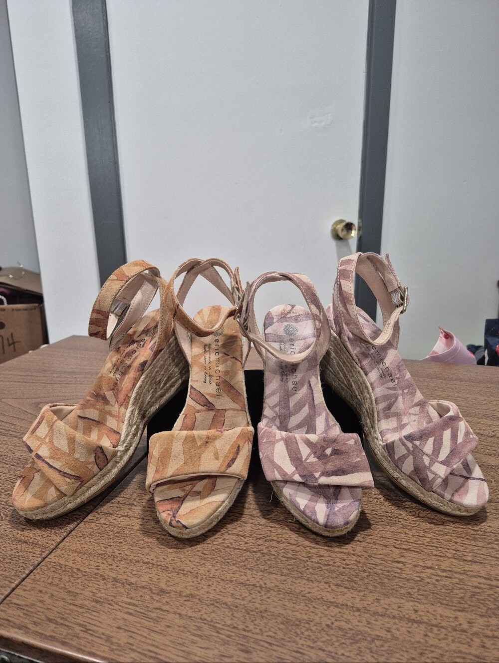 2 Pairs Eric Michael Orly Leather Espadrille Wedge Sandals